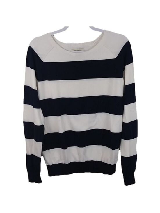 G.H. Bass & Co. Sweaters - G.H. Bass & Co. White Blue Striped Scoop Neckline Long Sleeve Pullover Sweater
